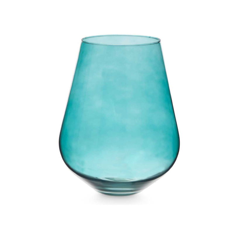 JARRON CRISTAL FORMA VASO 28CM TURQUESA
