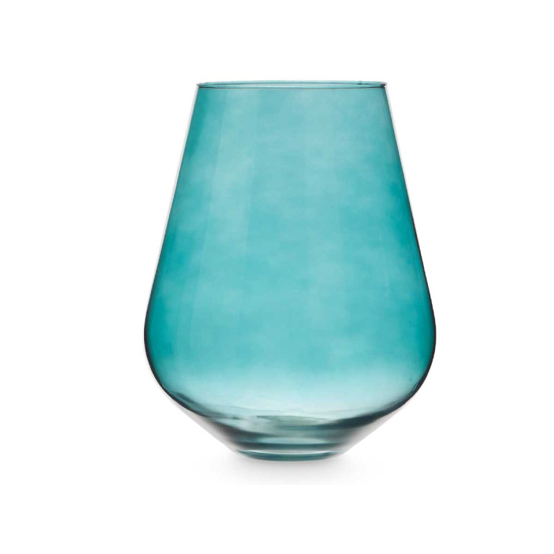 JARRON CRISTAL FORMA VASO 28CM TURQUESA
