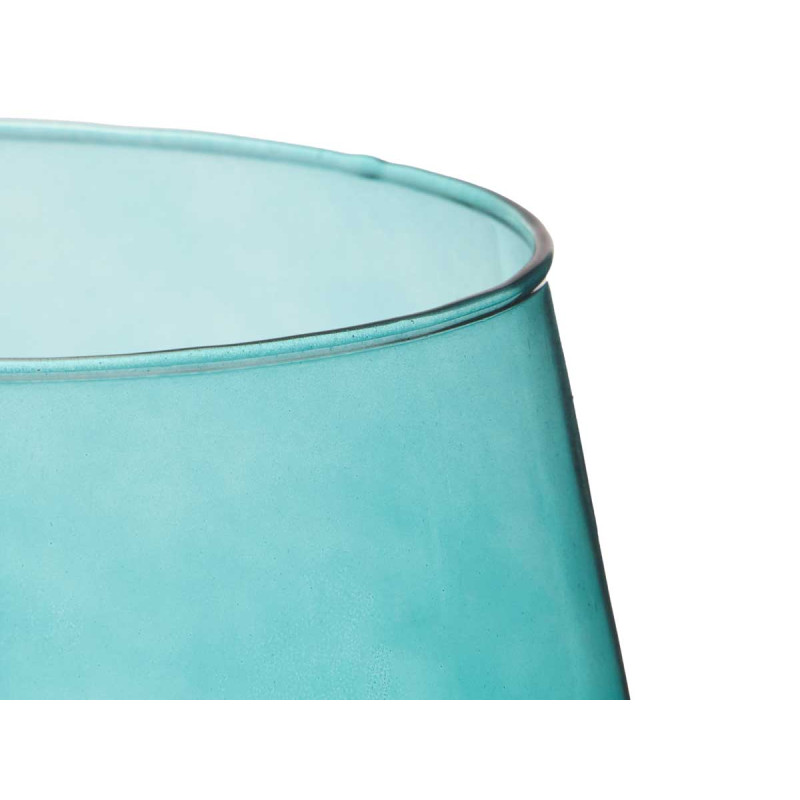 JARRON CRISTAL FORMA VASO 28CM TURQUESA