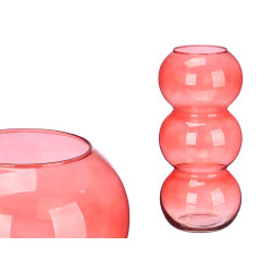 JARRON CRISTAL TRIPLE ESFERA 38CM TEJA