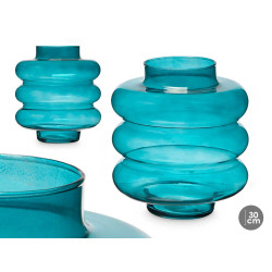 JARRON CRISTAL TRIPLE ESFERA ACHATADA 30CM TURQUES