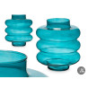 CRYSTAL VASE TRIPLE FLATTENED SPHERE 38CM TURQUOIS