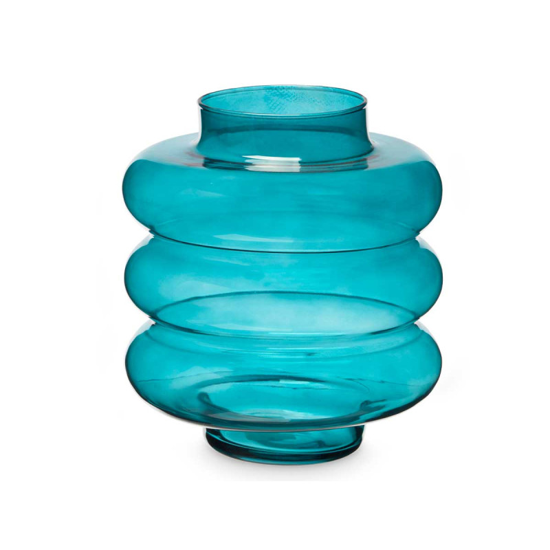 JARRON CRISTAL TRIPLE ESFERA ACHATADA 30CM TURQUES
