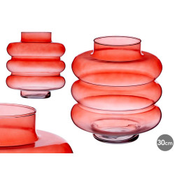 JARRON CRISTAL TRIPLE ESFERA ACHATADA 30CM TEJA
