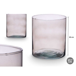 JARRON CRISTAL CILINDRO 17CM DIAM X 20CM GRIS