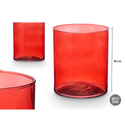 VASO VETRO CILINDRO 17CM DIAM X 20CM COL. MATTONE