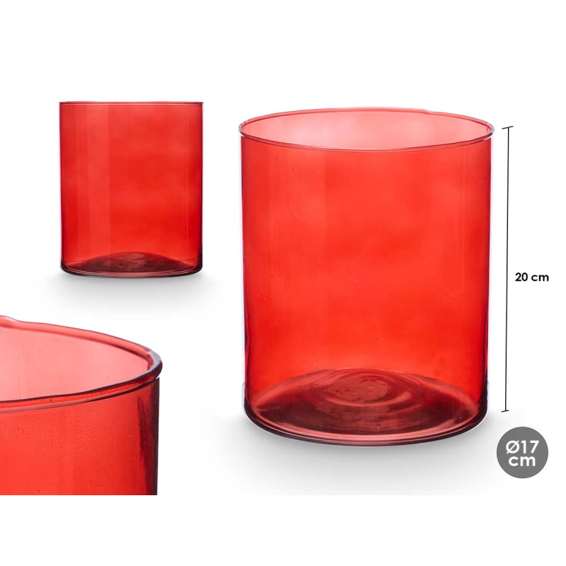 JARRON CRISTAL CILINDRO 17CM DIAM X 20CM TEJA