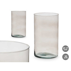 JARRON CRISTAL CILINDRO 17CM DIAM X 30CM GRIS