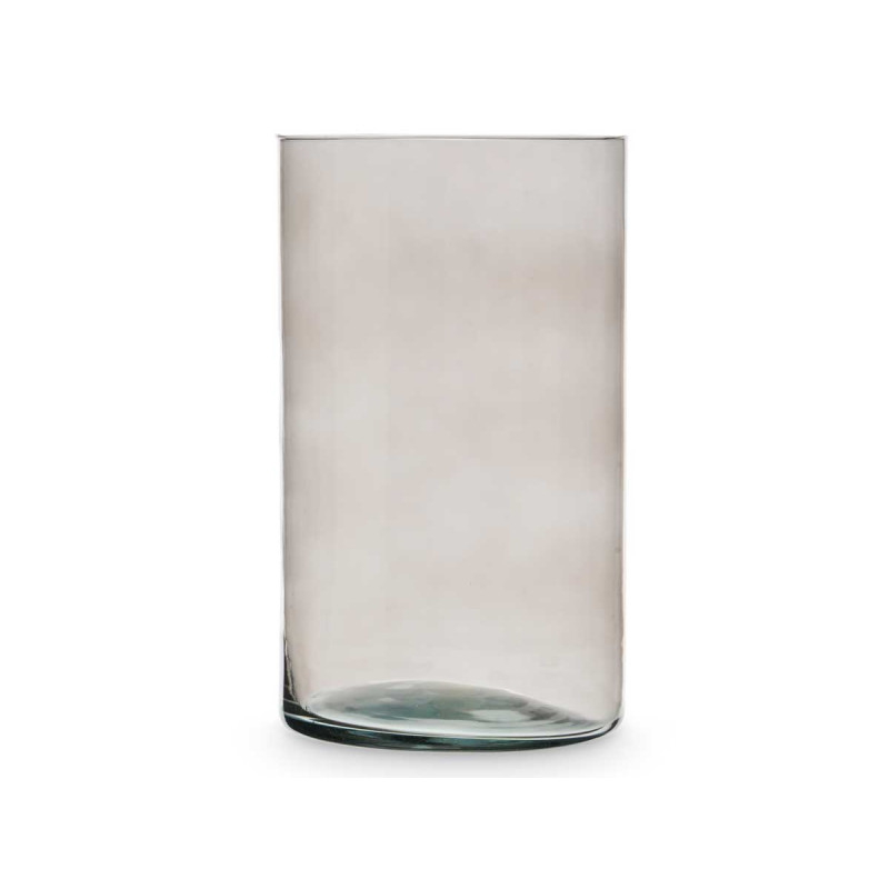 CYLINDER CRYSTAL VASE 17CM DIAM X 30CM GREY