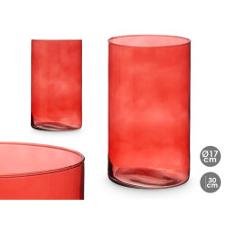 JARRON CRISTAL CILINDRO 17CM DIAM X 30CM TEJA