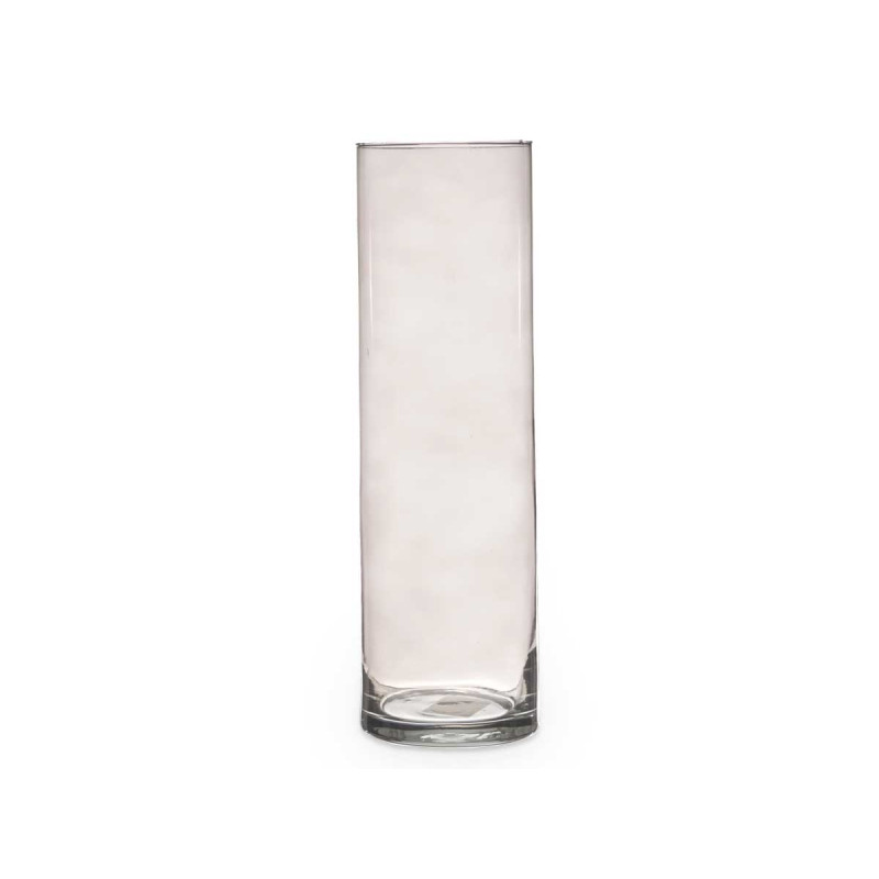 CYLINDER CRYSTAL VASE 12CM DIAM X 40CM GREY