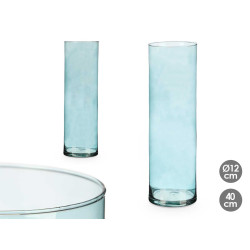 JARRON CRISTAL CILINDRO 12CM DIAM X 40CM TURQUESA