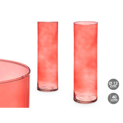 VASO VETRO CILINDRO 12CM DIAM X 40CM COL. MATTONE