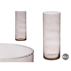 JARRON CRISTAL CILINDRO 15CM DIAM X 40CM GRIS