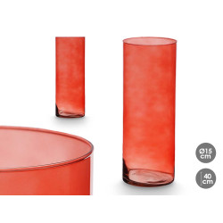 JARRON CRISTAL CILINDRO 15CM DIAM X 40CM TEJA
