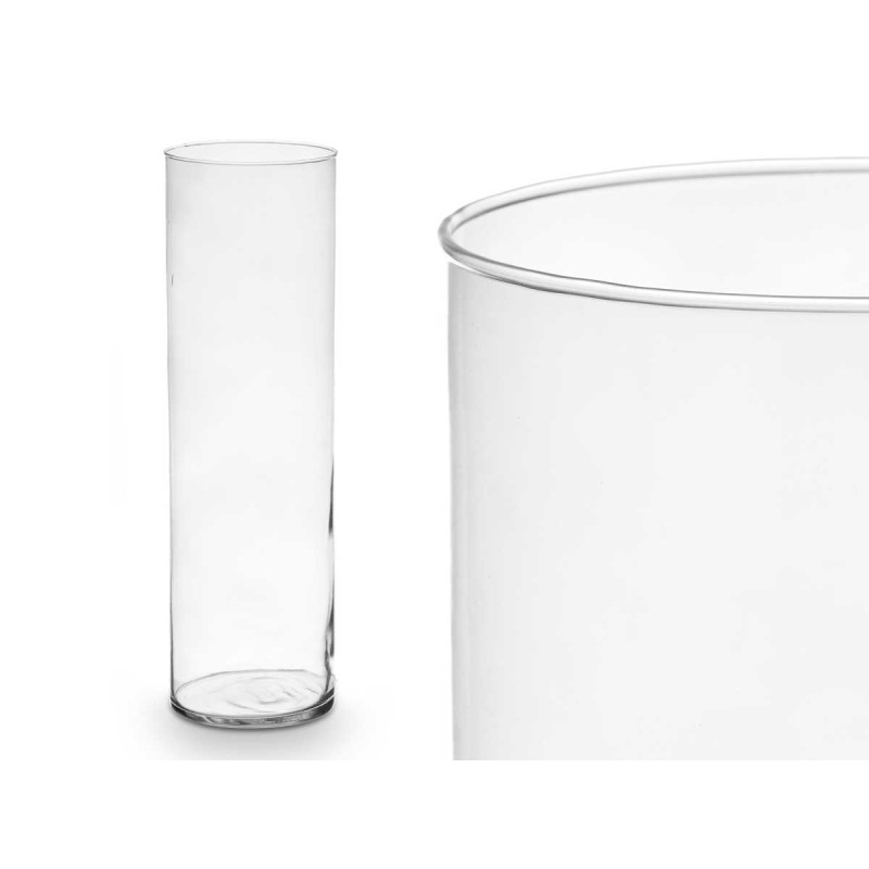 JARRON CRISTAL CILINDRO 15CM DIAM X 50CM GRIS