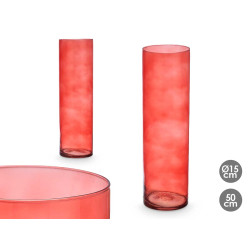 VASO VETRO CILINDRO 15CM DIAM X 50CM COL. MATTONE