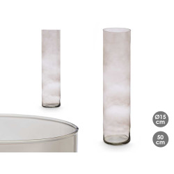 JARRON CRISTAL CILINDRO 15CM DIAM X 60CM GRIS