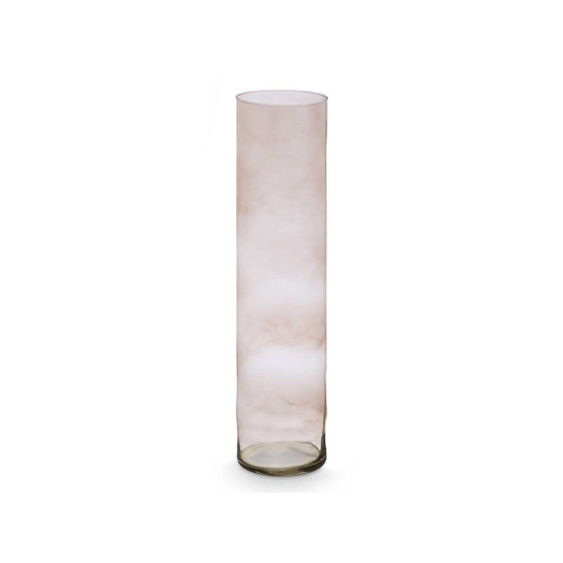 CYLINDER CRYSTAL VASE 15CM DIAM X 60CM GREY
