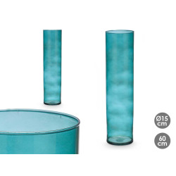 JARRON CRISTAL CILINDRO 15CM DIAM X 60CM TURQUESA