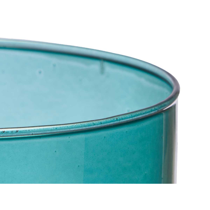CYLINDER CRYSTAL VASE 15CM DIAM X 60CM TURQUOISE