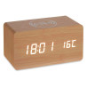 WOOD EFFECT CLOCK W ALARM CHARGER MOV TEMPERATURE 