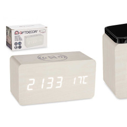 WHITE CLOCK W ALARM CHARGER MOV TEMPERATURE 