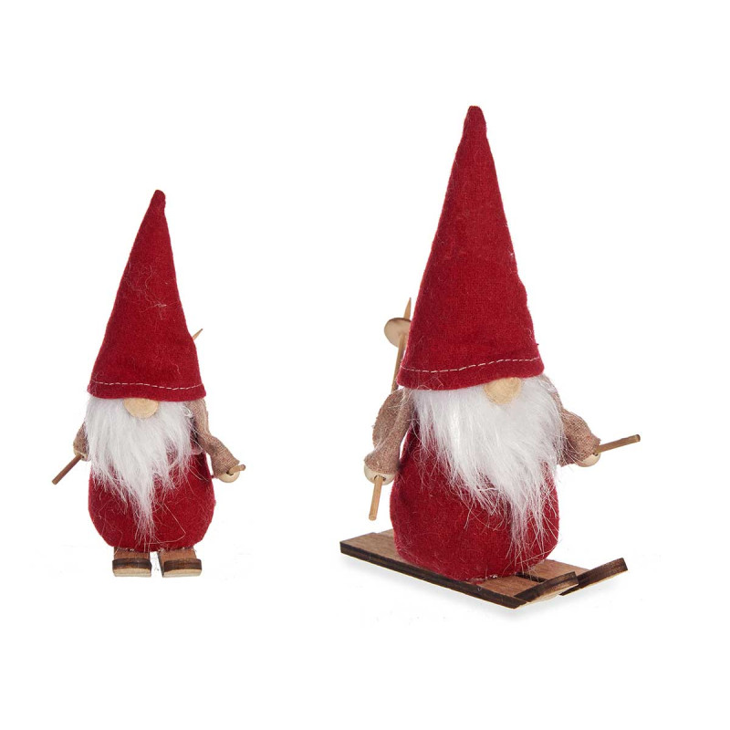 PAI NATAL VERMELHO COM ESQUIS 15CM 