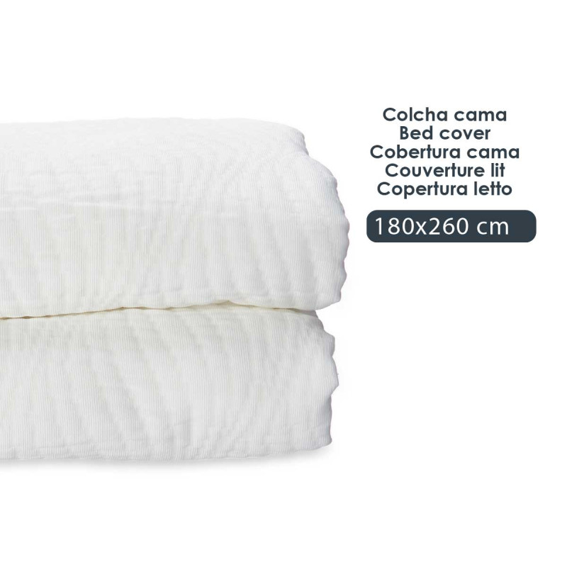 COLCHA CAMA AGUA BLANCO 180X260CM