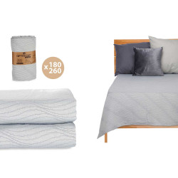 180X260CM GREY AQUA PATTERN BEDSPREAD 