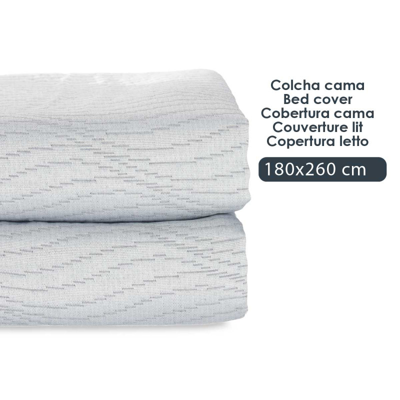 180X260CM GREY AQUA PATTERN BEDSPREAD 