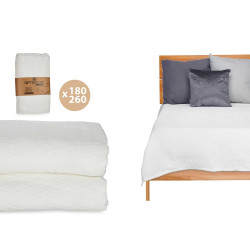 COLCHA CAMA PADRÃO LOSANGOS BRANCO 180X260CM