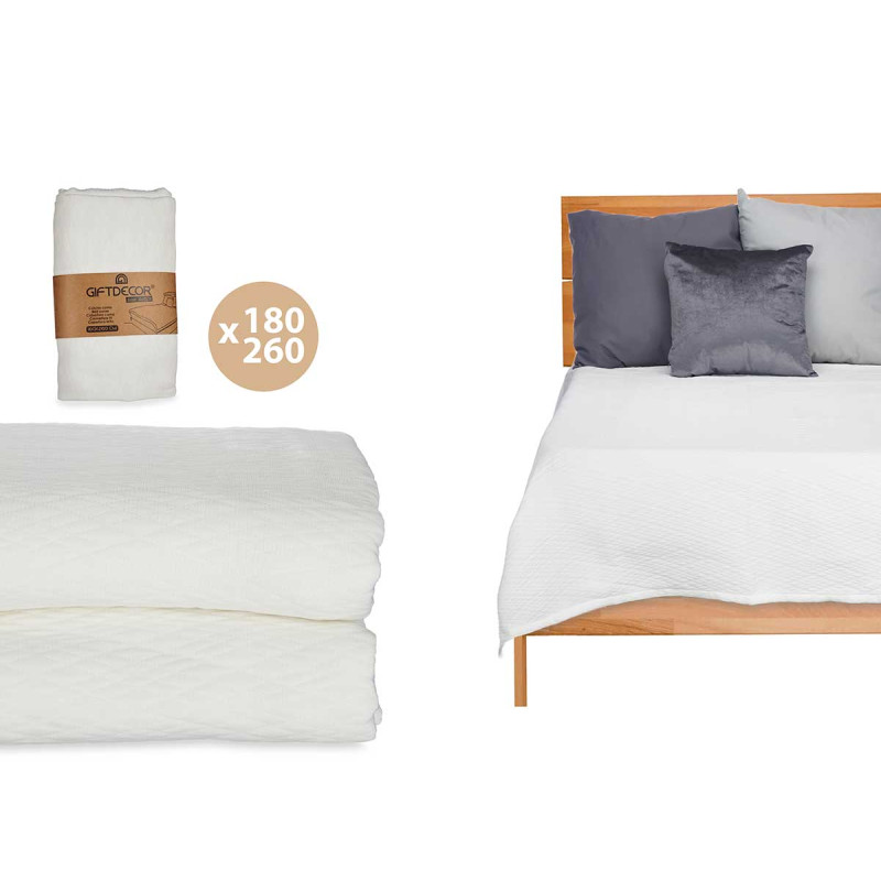 COUETTE LIT LOSANGES BLANC 180X260CM