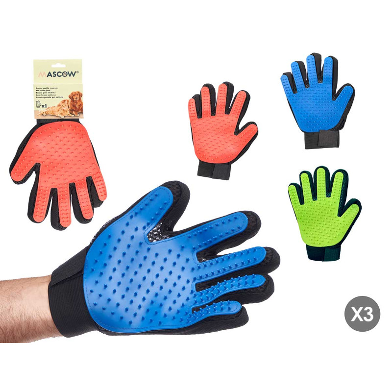 PET BRUSH AND GLOVE ASSORTED 3 COLOURS