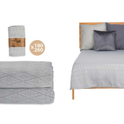 180X260CM GREY RHOMBUS PATTERN BEDSPREAD 