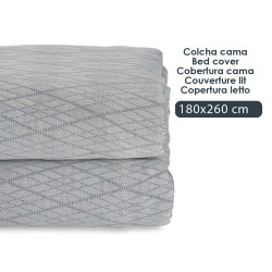 180X260CM GREY RHOMBUS PATTERN BEDSPREAD 