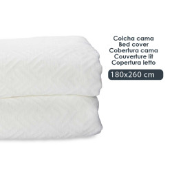 180X260CM WHITE GEOMETRIC PATTERN BEDSPREAD 
