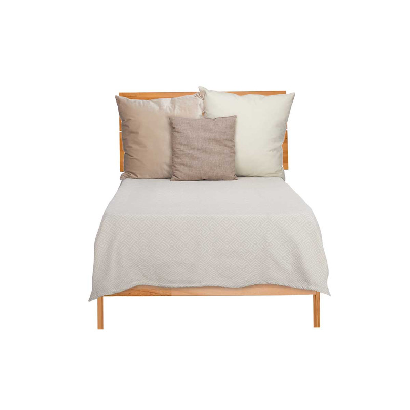 180X260CM BEIGE GEOMETRIC PATTERN BEDSPREAD 