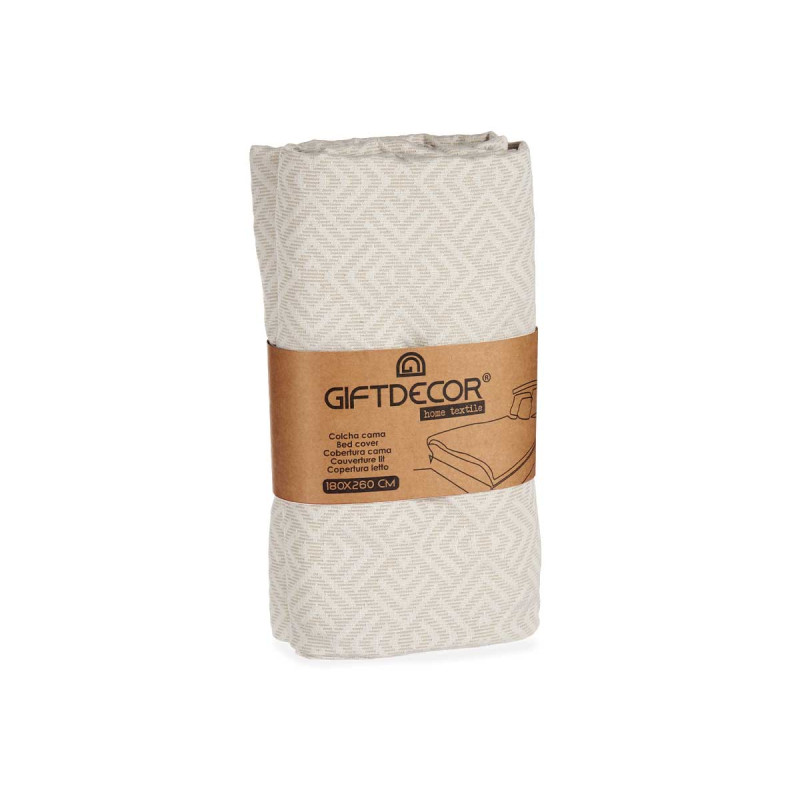 180X260CM BEIGE GEOMETRIC PATTERN BEDSPREAD 