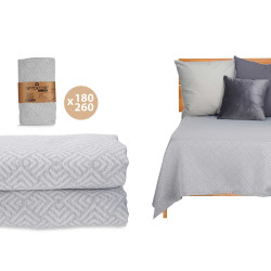 180X260CM GREY GEOMETRIC PATTERN BEDSPREAD 