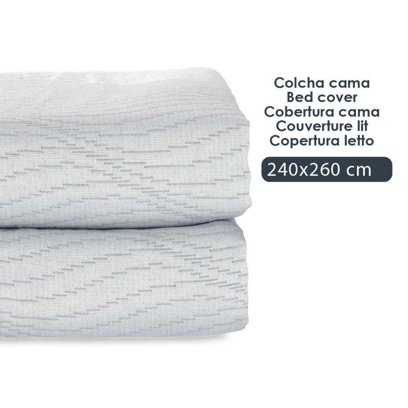 240X260CM GREY AQUA PATTERN BEDSPREAD 