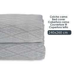 240X260CM GREY RHOMBUS PATTERN BEDSPREAD