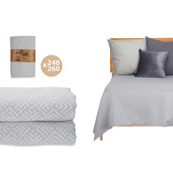 COLCHA CAMA PADRÃO GEOMÉTRICO CINZENTO 240X260CM
