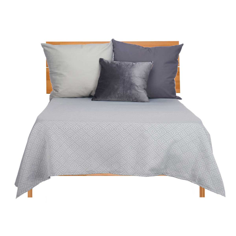 240X260CM GREY GEOMETRIC PATTERN BEDSPREAD 