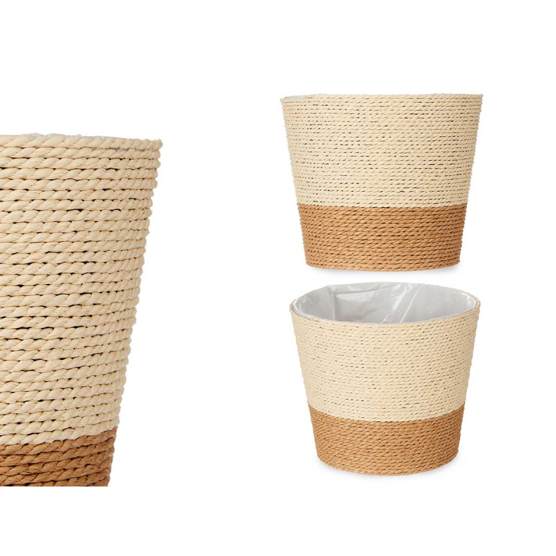 18X16CM NATURAL BROWN ROPE FLOWER POT 