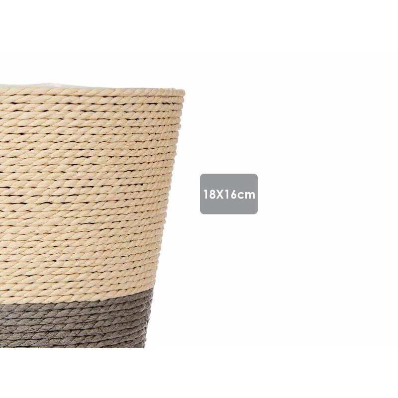 VASO CORDA 18x16CM CINZENTO NATURAL 