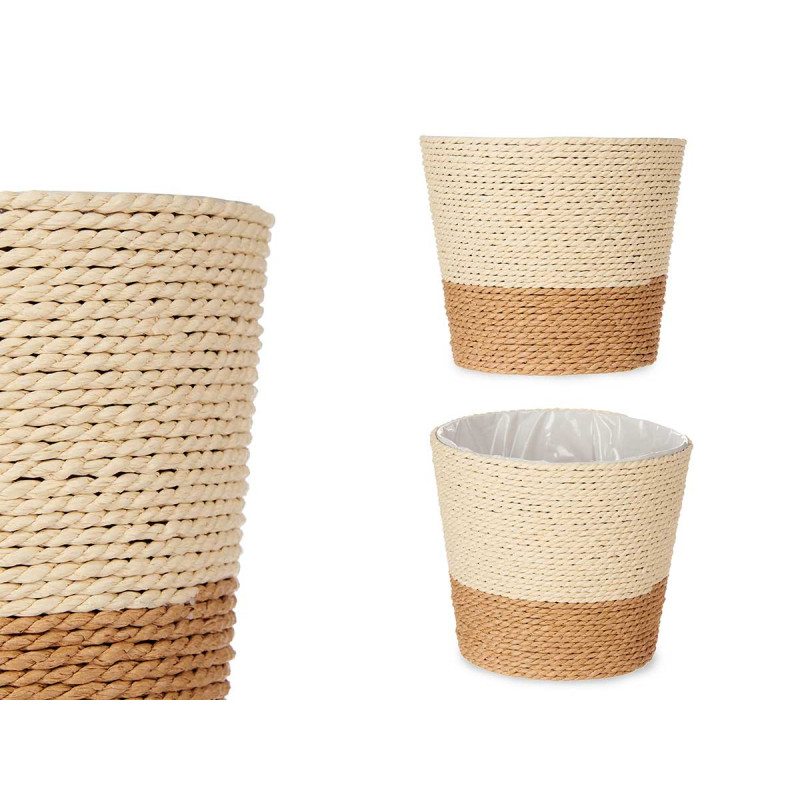 VASO CORDA 15X14CM CASTANHO NATURAL 
