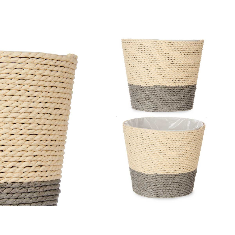 VASO CORDA 15X14CM CINZENTO NATURAL 