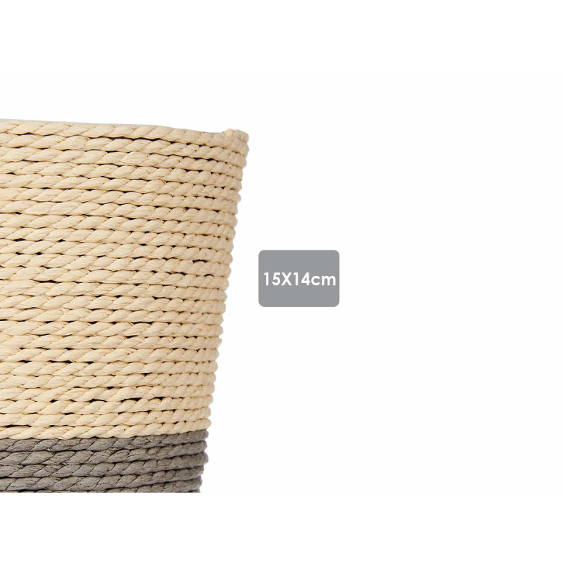 VASO CORDA 15X14CM CINZENTO NATURAL 