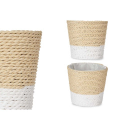 POT DE FLEURS CORDE 10X10CM BLANC NATUREL 